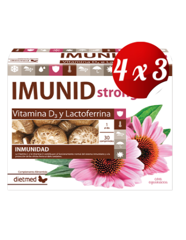 Pack 4x3 uds Imunid Strong + Equinácea  30 Comprimidos De Dietmed