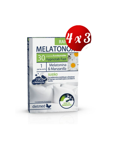 Pack 4x3 uds Melatonox Rapid  Bucodispersables   30 Comprimidos De Dietmed