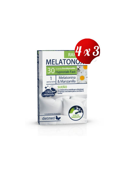 Pack 4x3 uds Melatonox Rapid  Bucodispersables   30 Comprimidos De Dietmed