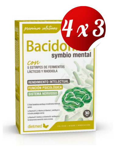 Pack 4x3 uds Bacidofilus Symbio Mental  30 Capsulas De Dietmed