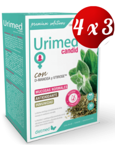 Pack 4x3 uds Urimed Candid 30 Capsulas De Dietmed