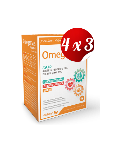 Pack 4x3 uds Omegamais Perlas 60 Capsulas De Dietmed