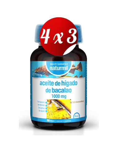 Pack 4x3 uds Aceite De Hígado De Bacalao 1000 Mg Perlas 90 Capsulas De Dietmed