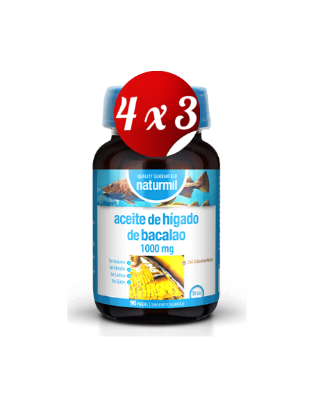 Pack 4x3 uds Aceite De Hígado De Bacalao 1000 Mg Perlas 90 Capsulas De Dietmed
