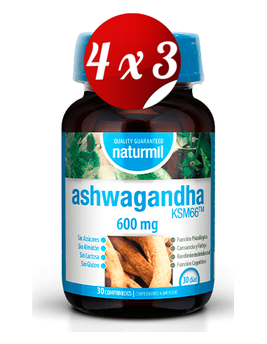 Pack 4x3 uds Ashwagandha 600 Mg  30 Comprimidos De Dietmed