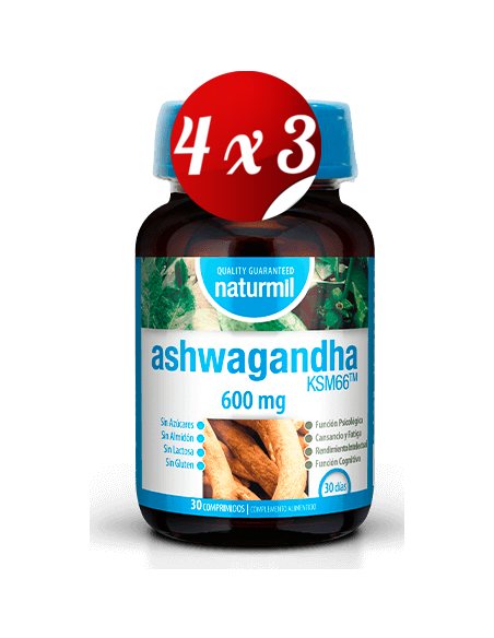 Pack 4x3 uds Ashwagandha 600 Mg  30 Comprimidos De Dietmed