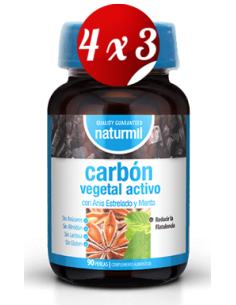 Pack 4x3 uds Carbón Activado Perlas 90 Capsulas De Dietmed
