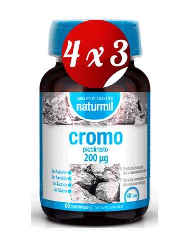 Pack 4x3 uds Cromo Picolinato  60 Comprimidos De Dietmed