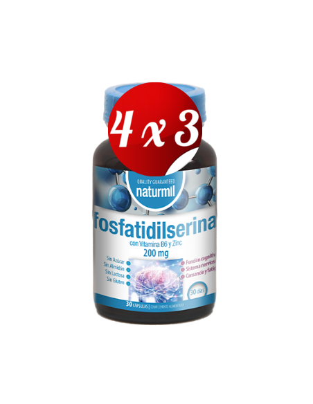 Pack 4x3 uds Fosfatildiserina Complex 200 Mg  30 Comprimidos De Dietmed