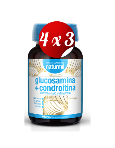 Pack 4x3 uds Glucosamina 500 Mg+Condroitina 400 Mg  60 Capsulas De Dietmed