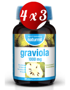 Pack 4x3 uds Graviola (Anona) 1000 Mg  60 Capsulas De Dietmed