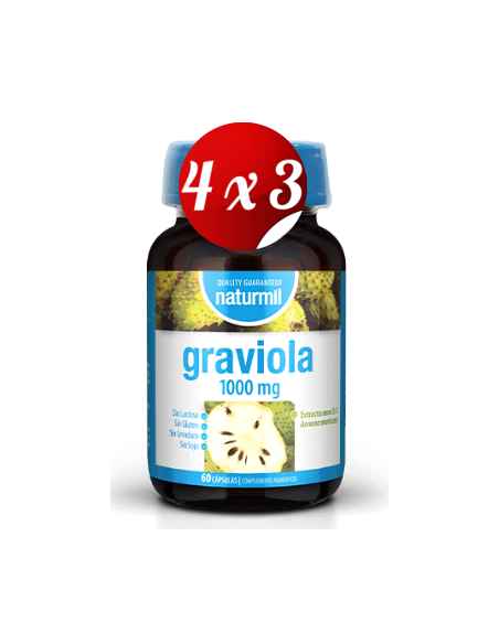 Pack 4x3 uds Graviola (Anona) 1000 Mg  60 Capsulas De Dietmed