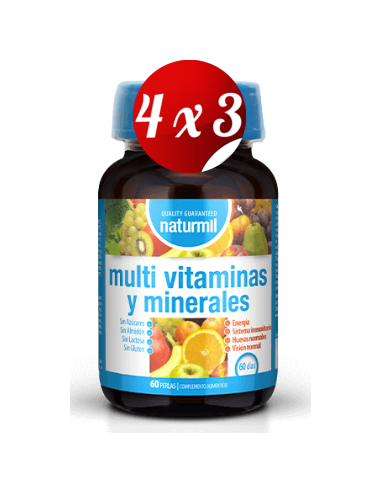 Pack 4x3 uds Multivitaminas & Minerales Perlas 60 Capsulas De Dietmed