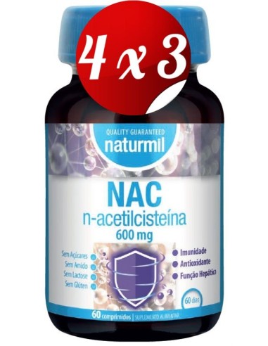 Pack 4x3 uds N-Acetilcisteína 600 Mg  60 Comprimidos De Dietmed