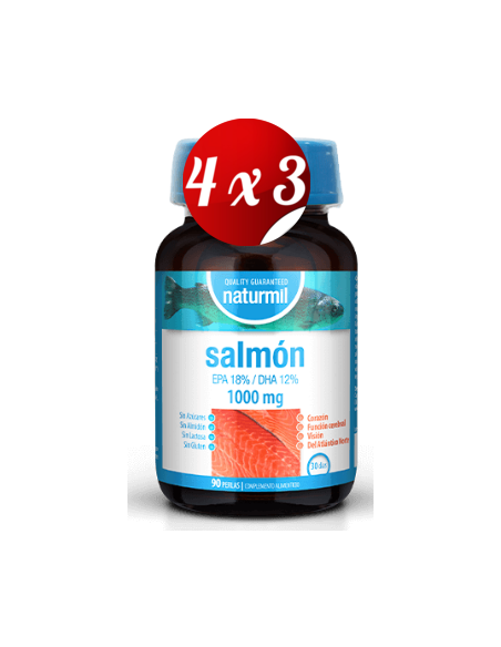 Pack 4x3 uds Salmón 1000 Mg Perlas 90 Capsulas De Dietmed