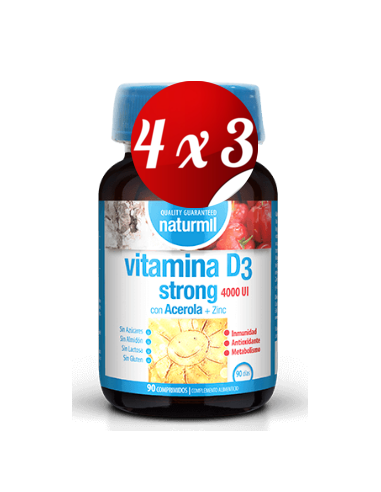 Pack 4x3 uds Vitamina D3 Strong 4000 Ui90 Comprimidos De Dietmed