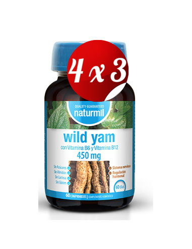 Pack 4x3 uds Wild Yam 450 Mg  60 Comprimidos De Dietmed