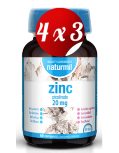 Pack 4x3 uds Zinc 20 Mg  60 Comprimidos De Dietmed