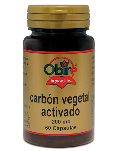 Carbón vegetal activado 200 mg. 60 cápsulas de Obire