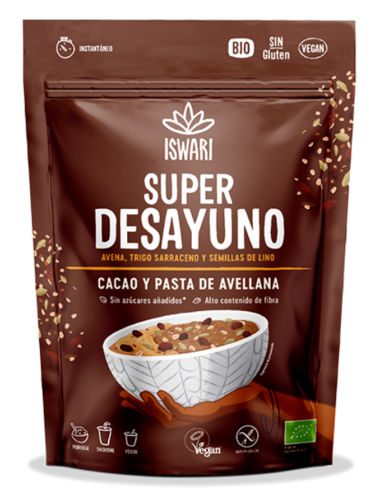 Super Desayuno Cacao y Pasata de Avellana de Iswari