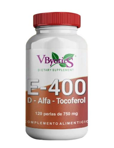 Vitamina E 400 (d-alpha-tocoferol) 120 Cápsulas de Gelatina Blanda Vbyotics