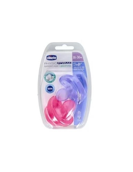 Chupete Physio Soft Silicona Anat Rosa 12M+ 2Un Chicco
