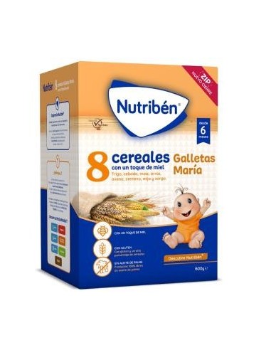 Nutriben 8 Cereales Miel Galletas Maria 600 Gramos Nutriben
