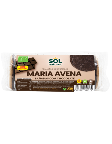 Marías Avena Sin Gluten Bañadas De Chocolate Bio 200 Gramos  Sol Natural