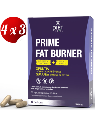 Pack 4x3 Prime Fat Burner 60 Capsulas Vegetales de Herbora