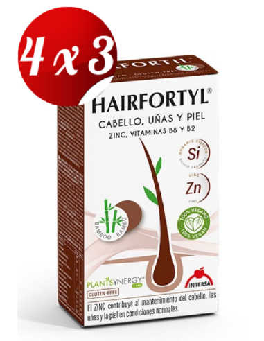 Pack 4x3 Hairfortyl 60 capsulas de Intersa