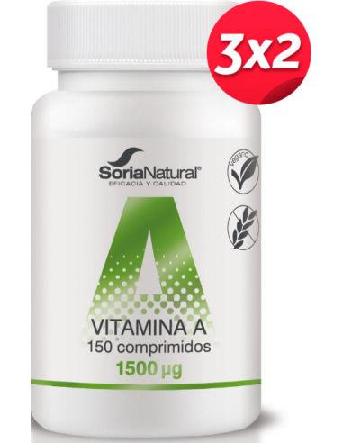 Pack 3x2 Vitamina A liberación sostenida 150 comprimidos de Soria Natural