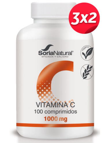 Pack 3x2 Vitamina C liberación sostenida 100 comprimidos de Soria Natural