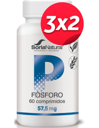 Pack 3x2 uds Fosforo 60 comprimidos de Liberacion Sostenida de Soria Natural