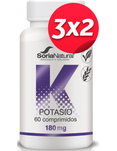 Pack 3x2 uds Potasio 60 comprimidos de Liberacion sostenida de Soria Natural