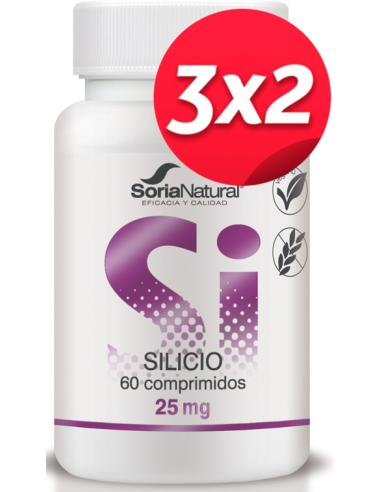 Pack 3x2 uds Silicio 60 comprimidos de Liberacion sostenida de Soria Natural