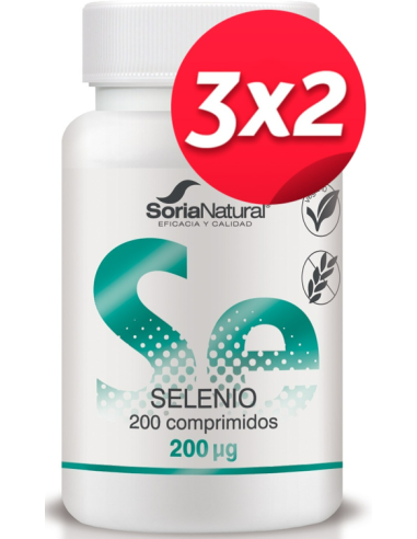Pack 3x2 uds Selenio 200 comprimidos de Liberacion sostenia de Soria Natural