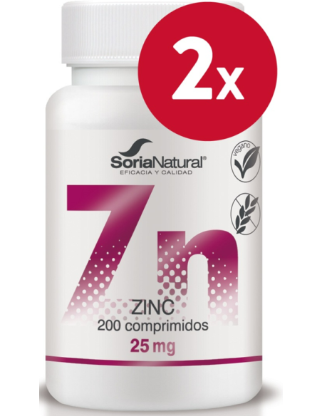 Pack 2 uds Zinc 200 comprimidos de liberacion sostenida de Soria Natural
