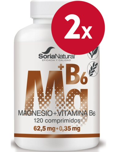 Pack 2 uds Magnesio y Vitamina B6 120 comprimidos de Liberacion sostenida de Soria Natural