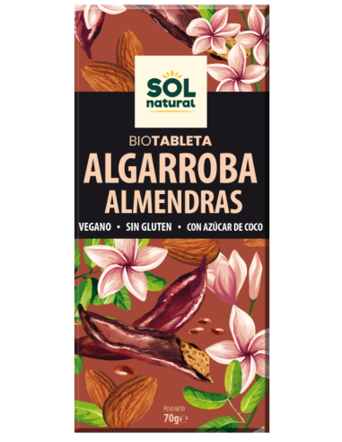 Tableta Algarroba Con Almendras Bio 70 Gramos  Sol Natural