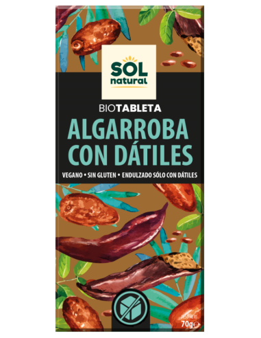 Tableta Algarroba Con Dátiles Bio 70 Gramos  Sol Natural