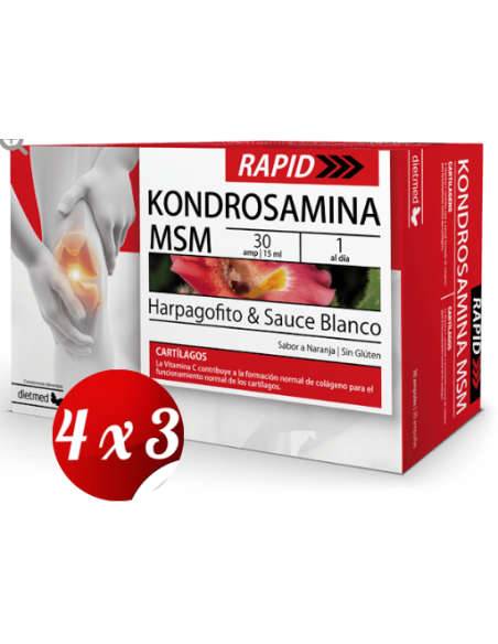 Pack 4x3 Kondrosamina MSM Rapid 15 ml Dietmed - Articulaciones