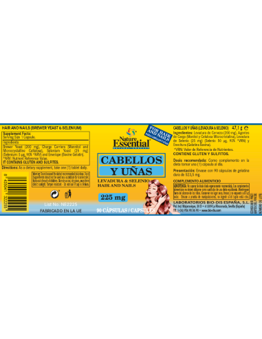 Cabellos y uñas 225 mg. 90 capsulas