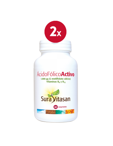 Pack de 2 uds Acido Folico Activo 60Comp. de Sura Vitasan