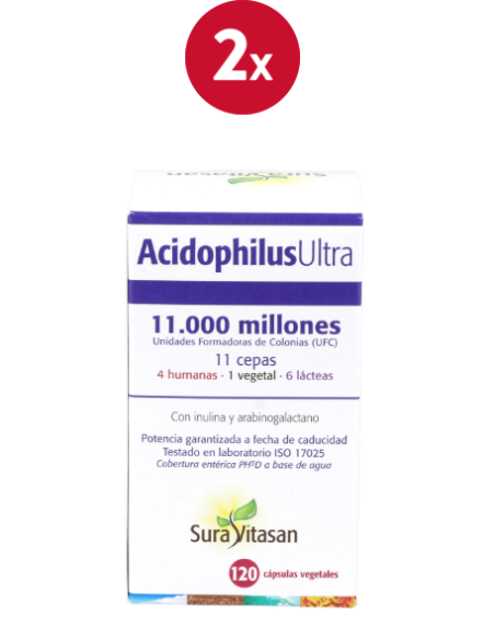 Pack de 2 uds Acidophilus Ultra 120Cap.  de Sura Vitasan