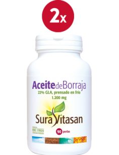 Pack 2 Aceite de Borraja 1200mg - 90 Perlas Sura Vitasan