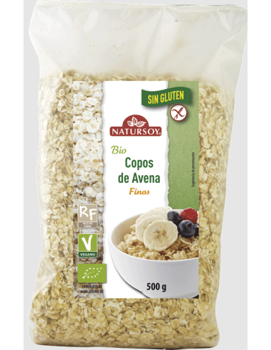 Copos avena finos sin gluten 500 g Natursoy