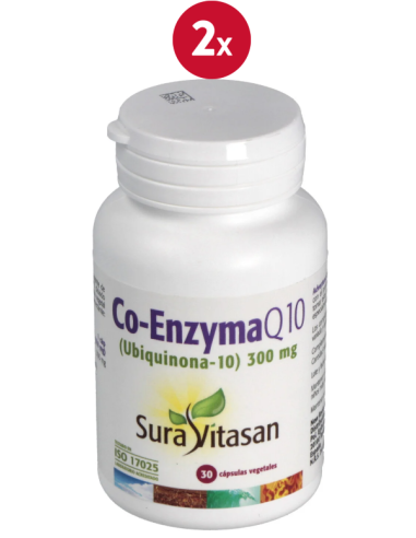 Pack 2 Co-Enzyma Q10 300mg Ubiquinona 30 cápsulas Sura
