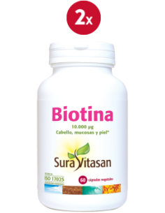 Pack de 2 uds Biotina 10000Mcg 60Vcap. de Sura Vitasan