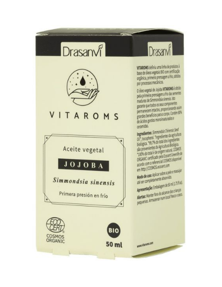Aceite Vegetal Jojoba Bio (Primera Presion Frio) 50Ml Ecocert Vitaroms Drasanvi