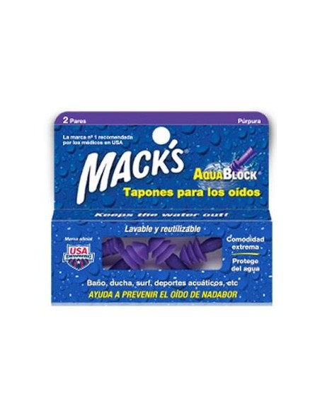 Tapon Oido Macks Aquablock 2 Pares de Mack´S